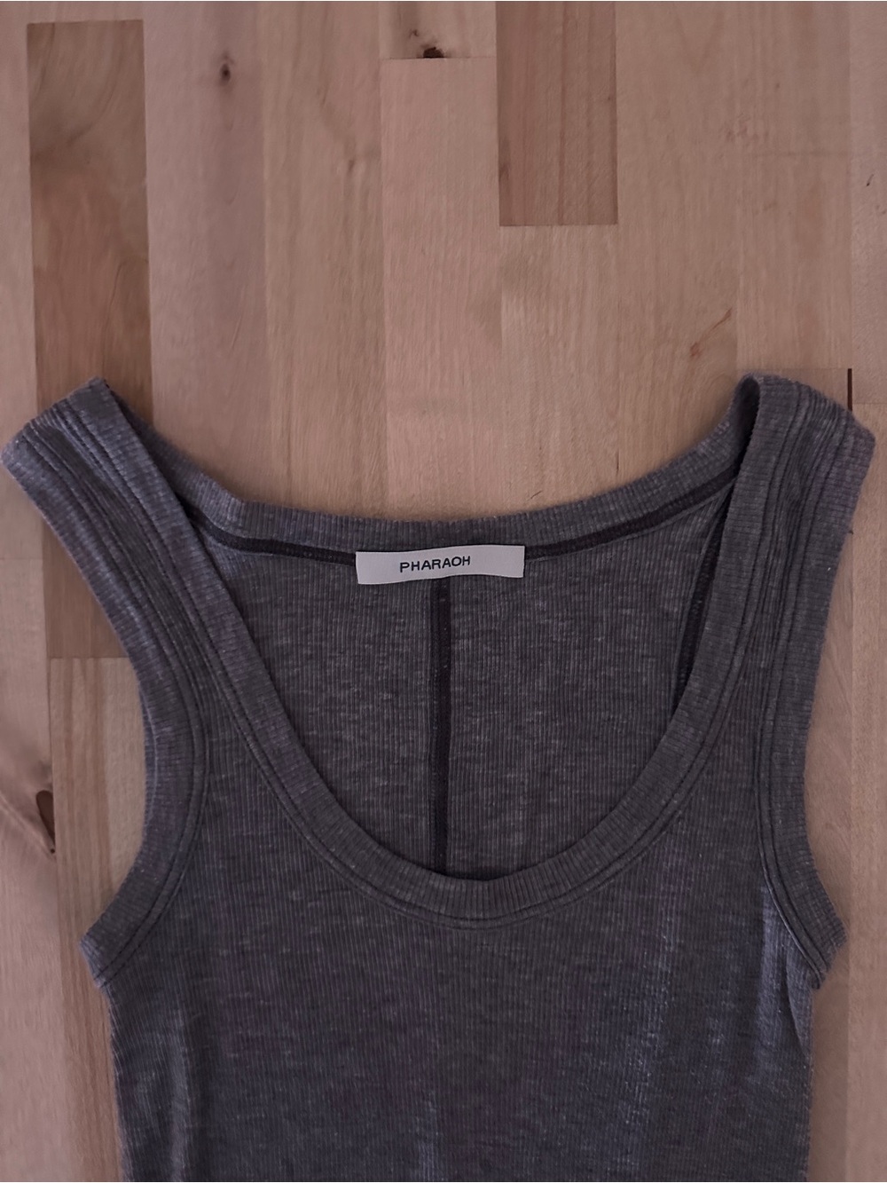 Pharaoh Gray Ribbed Tank Top - Picture 2 of 3